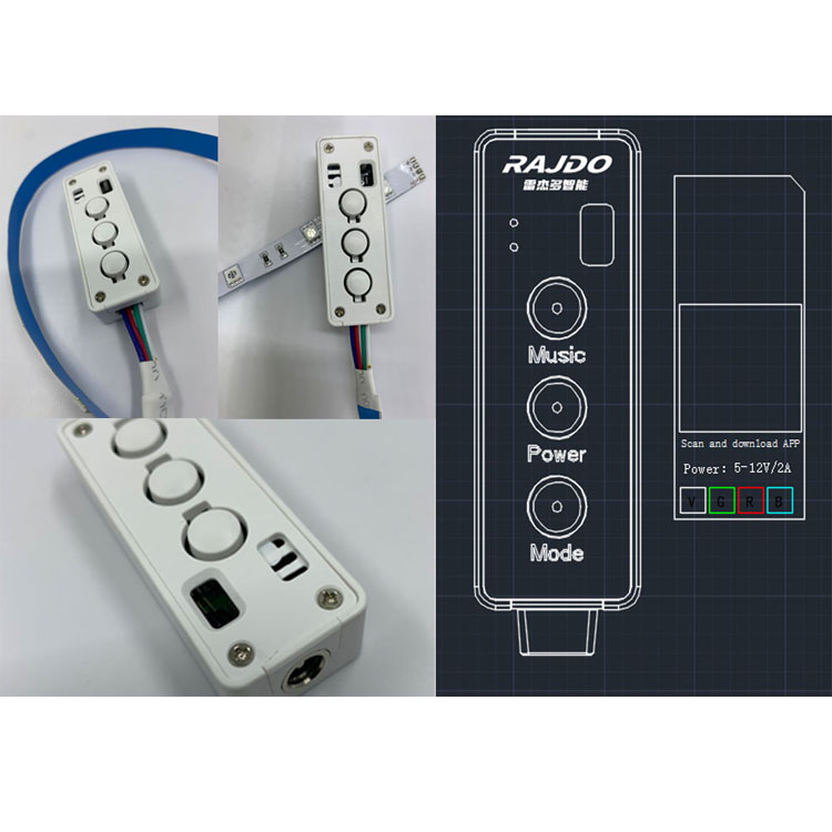 RGB 上海智能七彩控制器 BLE智能蓝牙幻彩灯方案 智能蓝牙5.1照明灯控方案 跑马灯串解决方案