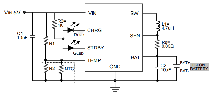XR4420 5V供电2A 上海单节开关型锂离子电池充电芯片