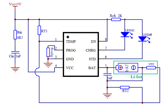 36V/1A 上海单节锂离子电池充电器 TC4059