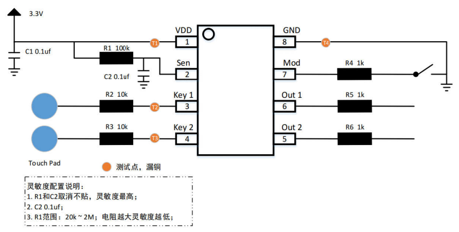 JT8022A电容式二按键触摸IC参数怎样？上海2键触摸芯片有那些？