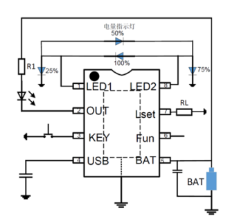 带有四段电量指示的手上海电筒照明控制专用芯片，CR68001参数资料
