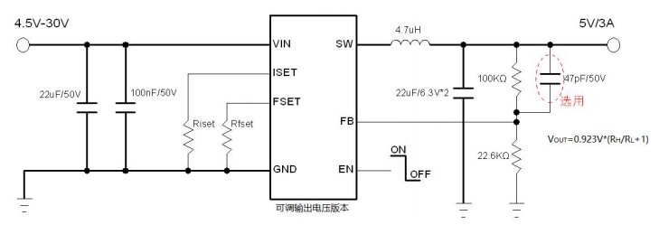 30V 输入，3A 输出，CC&CV 控制，高效率上海同步降压转换器YB2612