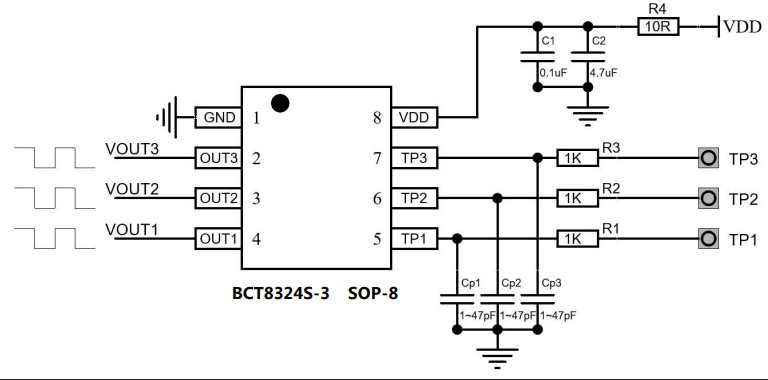 电容式两或三通道触摸检测芯片 上海BCT8324S-2/3